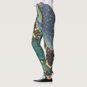 Leggings Encre d'alcool Abstraite Art Turquoise violet bleu (Gauche)