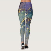 Leggings Encre d'alcool Abstraite Liquid Art Turquoise & Or (Dos)