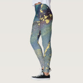 Leggings Encre d'alcool Abstraite Liquid Art Turquoise & Or (Gauche)