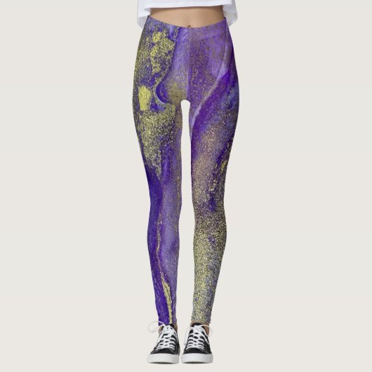 Leggings Encre d'alcool Abstraite Pommes riches en or (Devant)