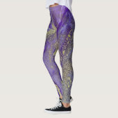 Leggings Encre d'alcool Abstraite Pommes riches en or (Gauche)