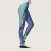Leggings Encre d'alcool Abstraite Riche bleu or Aqua (Droite)