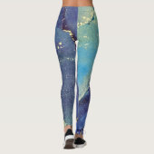 Leggings Encre d'alcool Abstraite Riche bleu or Aqua (Dos)