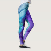Leggings Encre d'alcool Abstraite riche Turquoise et violet (Droite)