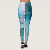 Leggings Encre d'alcool Abstraite Riche Turquoise & or (Dos)