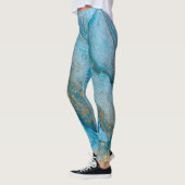 Leggings Encre d'alcool Abstraite Riche Turquoise & or (Gauche)
