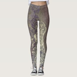 Leggings Encre d'alcool Abstraite rose pourpre argenté