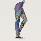 Leggings Encre d'alcool Abstraite Turquoise violet bleu et (Droite)