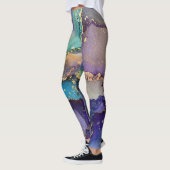 Leggings Encre d'alcool Abstraite Turquoise violet bleu et (Gauche)