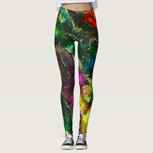 Leggings Encre d'alcool psychédélique Peinture Abstraite (Devant)