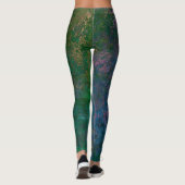 Leggings Encre d'alcool vert foncé et bleu Abstrait (Dos)