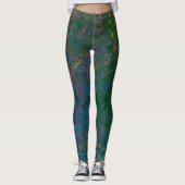 Leggings Encre d'alcool vert foncé et bleu Abstrait (Devant)