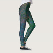 Leggings Encre d'alcool vert foncé et bleu Abstrait (Droite)