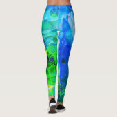 Leggings Encre texturée Abstraite Chaos Vert & Bleu (Dos)