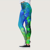 Leggings Encre texturée Abstraite Chaos Vert & Bleu (Gauche)