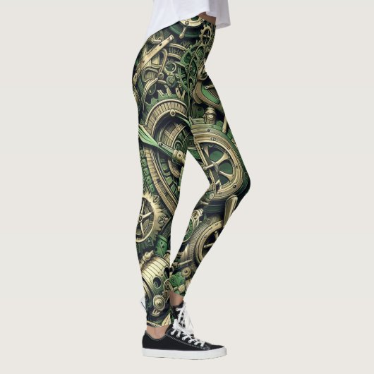 Leggings Engrenages industriels verts Steampunk (Droite)