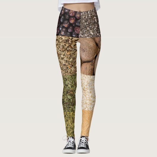 Leggings Ensemble de collages d'épices et d'ingrédients ali (Devant)