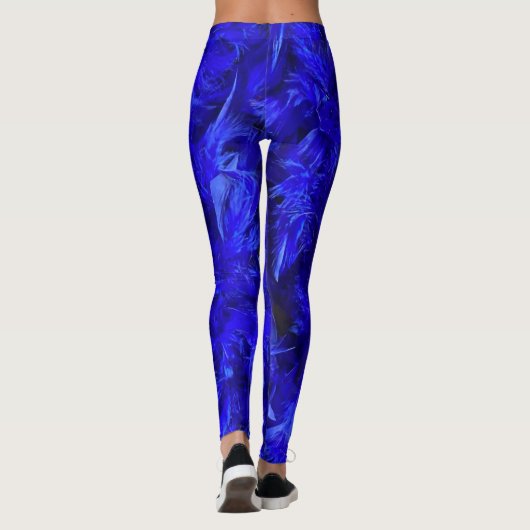 Leggings entièrement imprimés en plumes bleues éle (Dos)