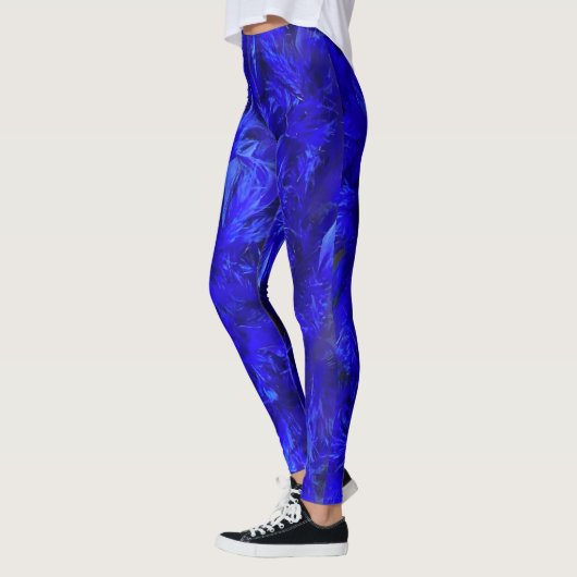Leggings entièrement imprimés en plumes bleues éle (Gauche)