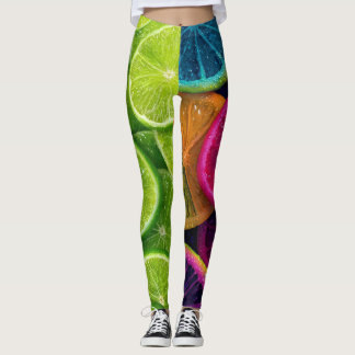 Leggings Enveloppement tranches de citron et lime néon vibr