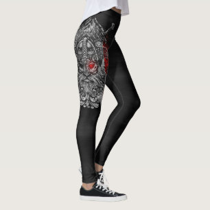 Leggings Épées de corbeaux d'Odin Mythologie Viking drapeau