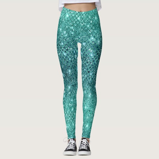 Leggings Éperche verte Turquoise Aqua (Devant)