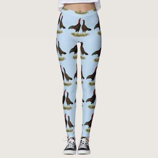 Leggings Éperviers rouges noirs (Devant)