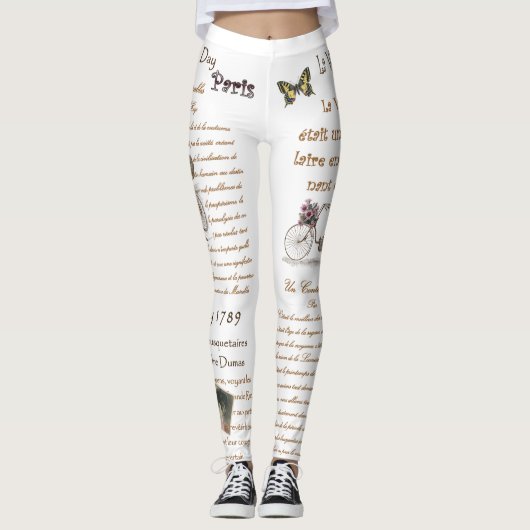 Leggings Ephémère française ~ Script ~ Écriture manuscrite  (Devant)