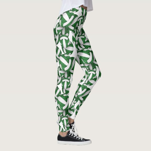 Leggings Equipe blanche verte couleurs volleyballs motif (Droite)