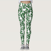 Leggings Equipe blanche verte couleurs volleyballs motif (Devant)