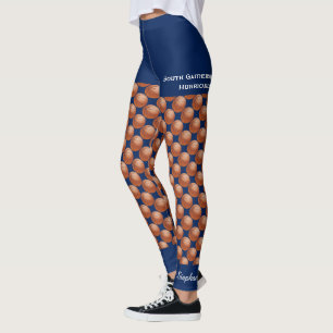 Leggings Équipe de basket-ball, nom, faux shorts bleus