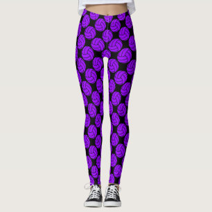 Leggings Équipe de joueurs de volley-ball violet et noir
