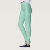Leggings Équipe de yoga à impression personnalisée sarcelle (Gauche)