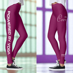 Leggings Équipe de yoga à impression personnalisée vin roug