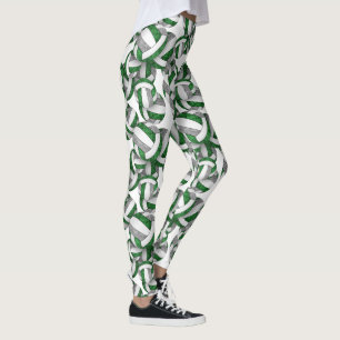 Leggings Equipe gris vert couleurs girly volleyballs motif