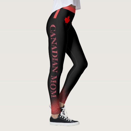 Leggings Érable rouge avec MMOM canadienne en texte rose su (Droite)