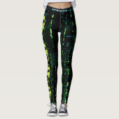 Leggings Erreur système Cyberpunk hurler Crâne vert crâne (Devant)
