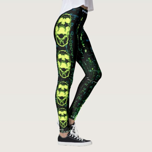 Leggings Erreur système Cyberpunk hurler Crâne vert crâne (Droite)