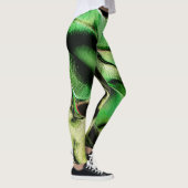 Leggings Esculpido de metal opaco, em verde e tom de creme (Droite)