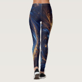 Leggings Espace Abstrait moderne Royal Blue et Gold Swirls (Dos)