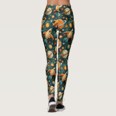 Leggings Espace atomique milieu du siècle Orange sarcelle P (Dos)