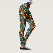 Leggings Espace atomique milieu du siècle Orange sarcelle P (Droite)