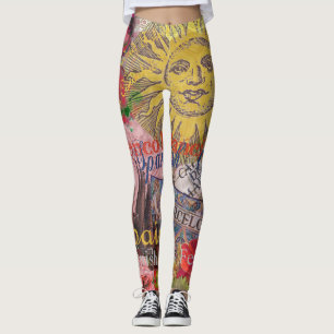 Leggings Espagne Vintage Soleil Voyage Collage Rétro Europe