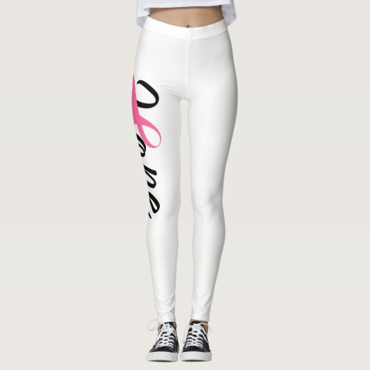 Leggings ESPOIR rose de conscience de ruban de cancer du (Devant)