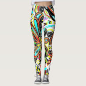Leggings Esquisse Imaginaire Art - Fleurs Abstraites 3 (Devant)