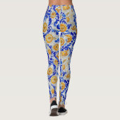 Leggings Etanchéité Bleu Jaune Tournesol Arabesque (Dos)