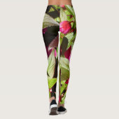 Leggings État botanique vert et rouge rose tropical (Dos)