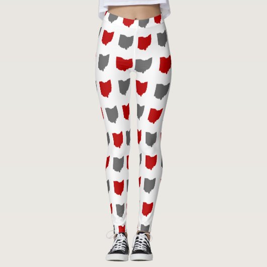 Leggings État d'écarlate et de gris de motif d'Ohio (Devant)