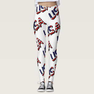 Leggings États-Unis superposés sur le drapeau américain