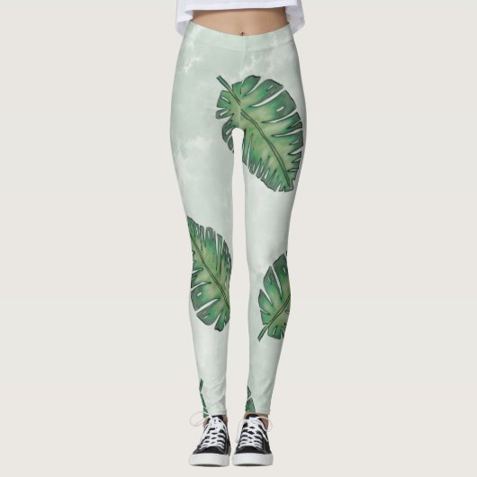 Leggings Été Avec Feuille Verte (Devant)